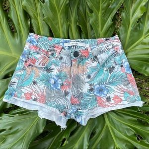 Marie Cher Palm and Floral Print Shorts